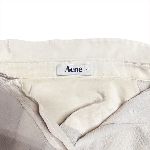 ACNE Vintage Y2K Old Tag Sheer Ivory Textured Silk Button-Up Blouse 34 (US XS/2) - Picture 8 of 9